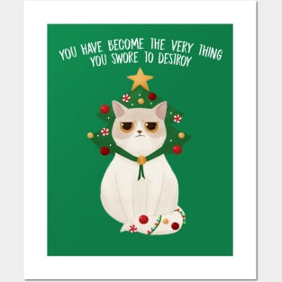 Christmas tree cat Posters and Art